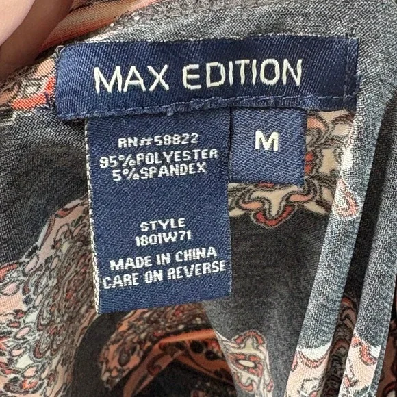 Max Edition Womens Pink Black Medallion Empire Waist Tunic Top 3/4 Sleeve M Y2K - Picture 5 of 7